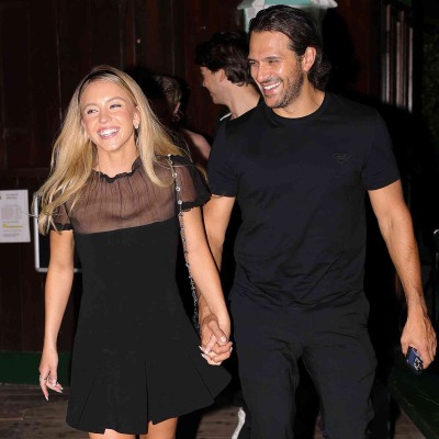 Sydney Sweeney and her fiance Jonathan Davino spotted together wearing matching black outfits.